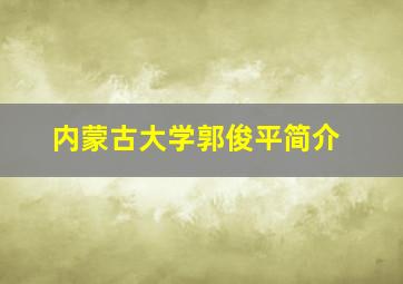 内蒙古大学郭俊平简介