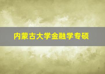 内蒙古大学金融学专硕