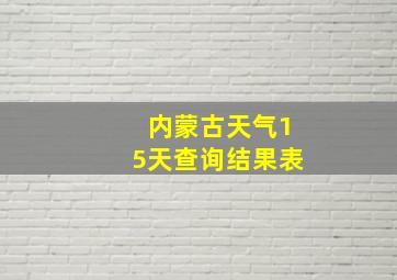 内蒙古天气15天查询结果表