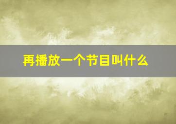 再播放一个节目叫什么