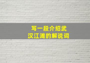 写一段介绍武汉江滩的解说词