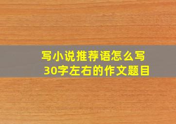 写小说推荐语怎么写30字左右的作文题目