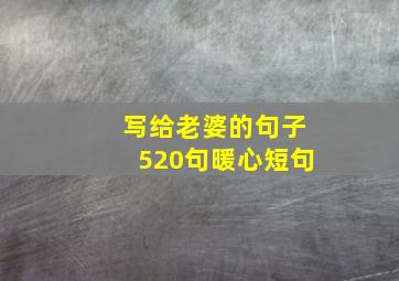 写给老婆的句子520句暖心短句