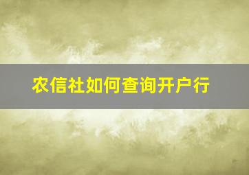 农信社如何查询开户行