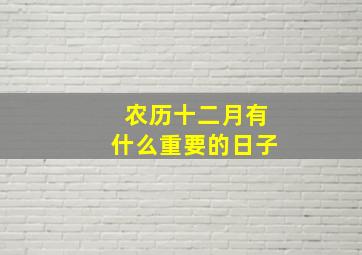 农历十二月有什么重要的日子