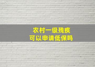 农村一级残疾可以申请低保吗