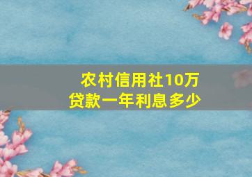 农村信用社10万贷款一年利息多少