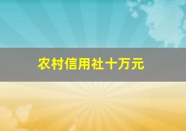 农村信用社十万元