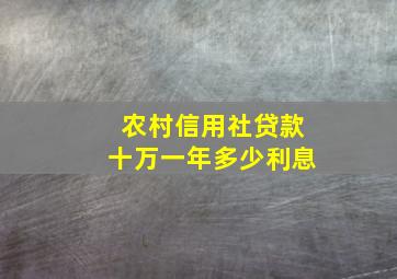 农村信用社贷款十万一年多少利息