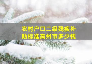 农村户口二级残疾补助标准高州市多少钱