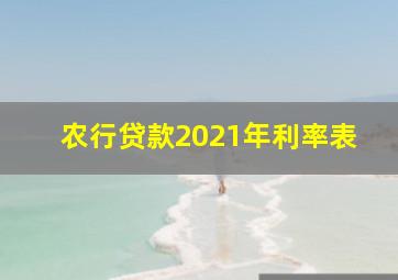 农行贷款2021年利率表