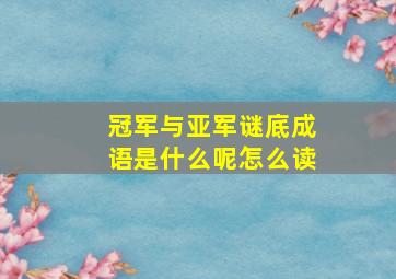 冠军与亚军谜底成语是什么呢怎么读