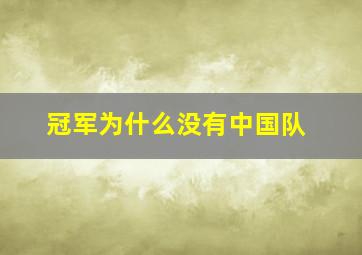 冠军为什么没有中国队