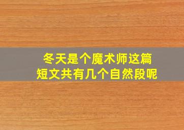 冬天是个魔术师这篇短文共有几个自然段呢