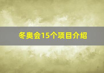 冬奥会15个项目介绍