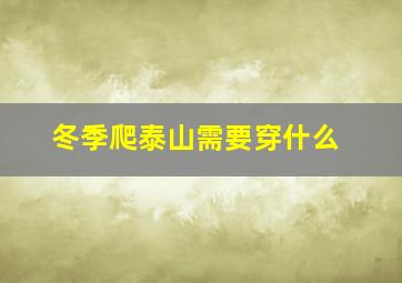 冬季爬泰山需要穿什么