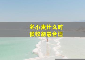 冬小麦什么时候收割最合适