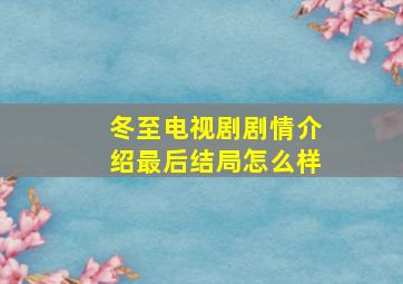 冬至电视剧剧情介绍最后结局怎么样