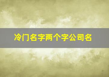 冷门名字两个字公司名