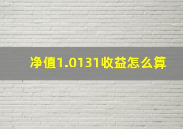 净值1.0131收益怎么算