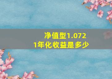 净值型1.0721年化收益是多少