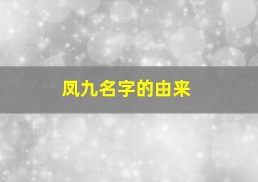 凤九名字的由来