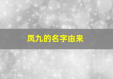 凤九的名字由来