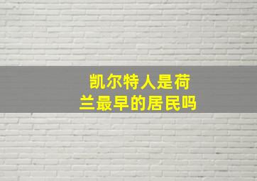 凯尔特人是荷兰最早的居民吗