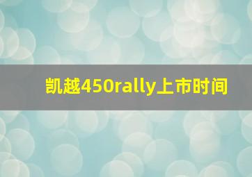 凯越450rally上市时间