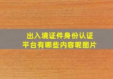 出入境证件身份认证平台有哪些内容呢图片