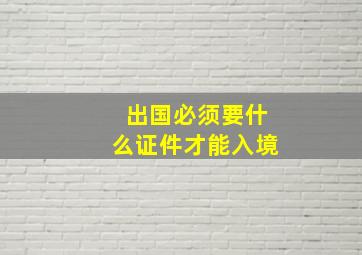 出国必须要什么证件才能入境