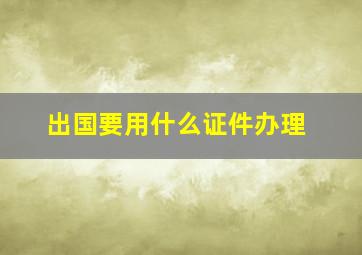 出国要用什么证件办理