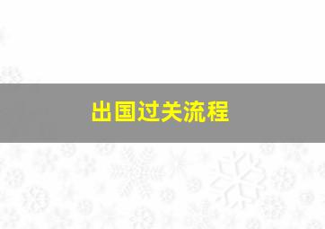 出国过关流程