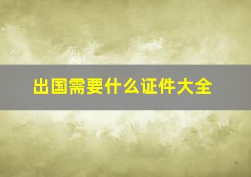 出国需要什么证件大全