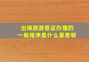 出境旅游签证办理的一般程序是什么意思啊