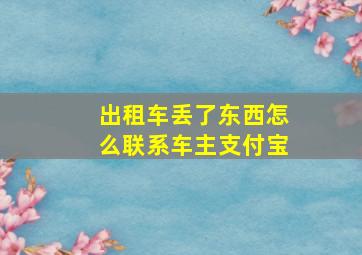 出租车丢了东西怎么联系车主支付宝