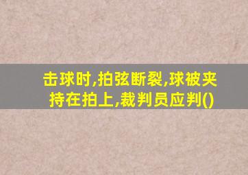 击球时,拍弦断裂,球被夹持在拍上,裁判员应判()