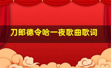 刀郎德令哈一夜歌曲歌词