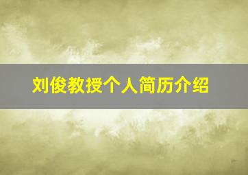 刘俊教授个人简历介绍