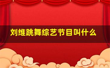 刘维跳舞综艺节目叫什么