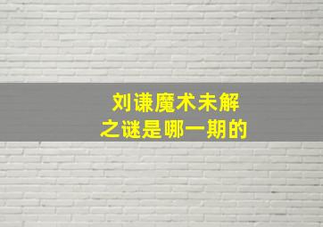 刘谦魔术未解之谜是哪一期的