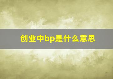 创业中bp是什么意思