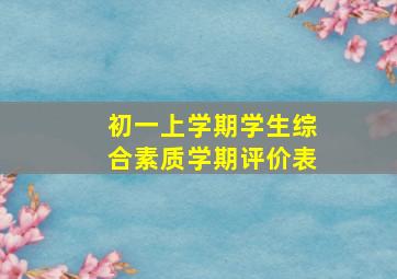 初一上学期学生综合素质学期评价表