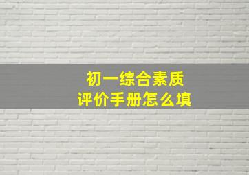 初一综合素质评价手册怎么填