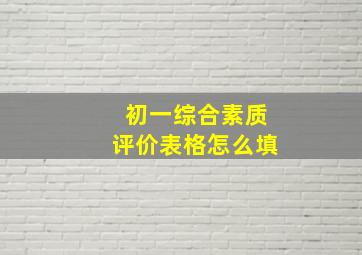 初一综合素质评价表格怎么填