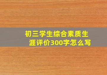 初三学生综合素质生涯评价300字怎么写