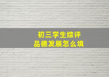 初三学生综评品德发展怎么填