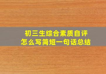 初三生综合素质自评怎么写简短一句话总结