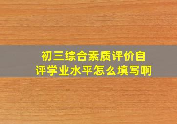 初三综合素质评价自评学业水平怎么填写啊