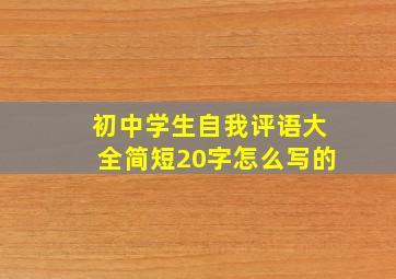 初中学生自我评语大全简短20字怎么写的